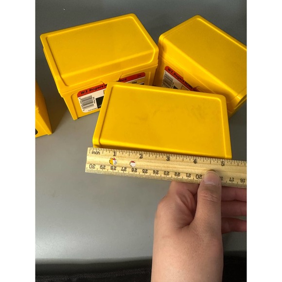 Vintage 4 New NOS W.T. Rogers Yellow Plastic 3x5 Index Card File Case Box Office - Picture 8 of 10